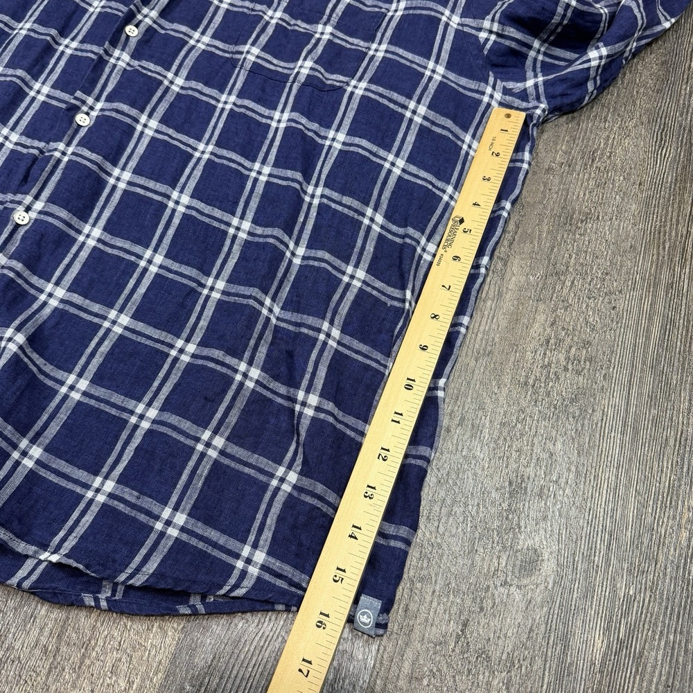 Peter Millar Men's Size XXL‎ Blue Plaid 100% Linen Button Up Long Sleeve Shirt - Picture 10 of 13